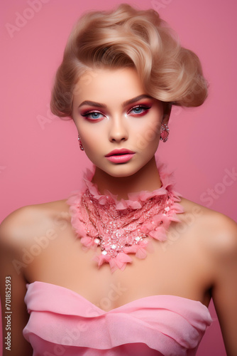 Elegant Pink Beauty: Contemporary Makeup Salon Shoot