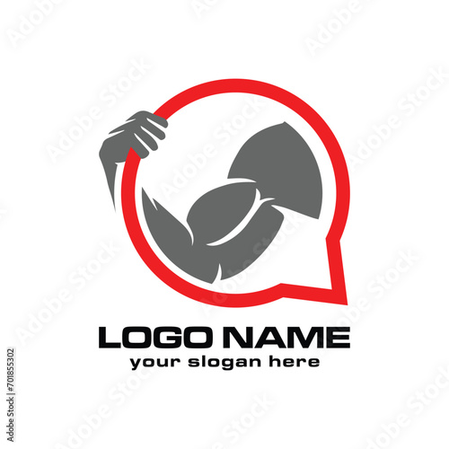 healthy strong message logo template, fitness gymnastics logo element