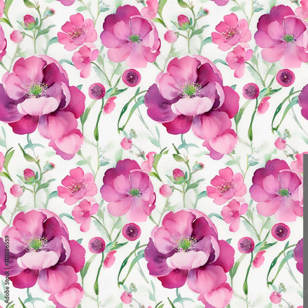 seamless pattern with pink flowers