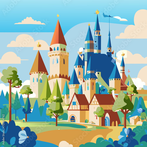 vector illustration of a fairy castle
