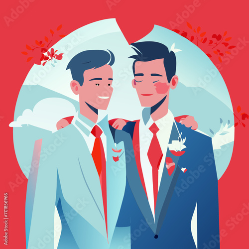 vector illustration of a gay wedding