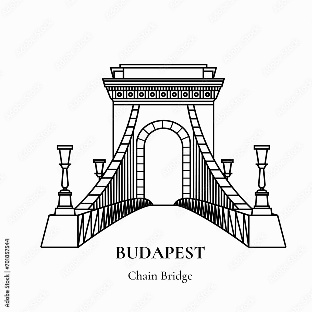 Fototapeta premium Chain bridge in Budapest vector illustration Széchenyi Chain Bridge