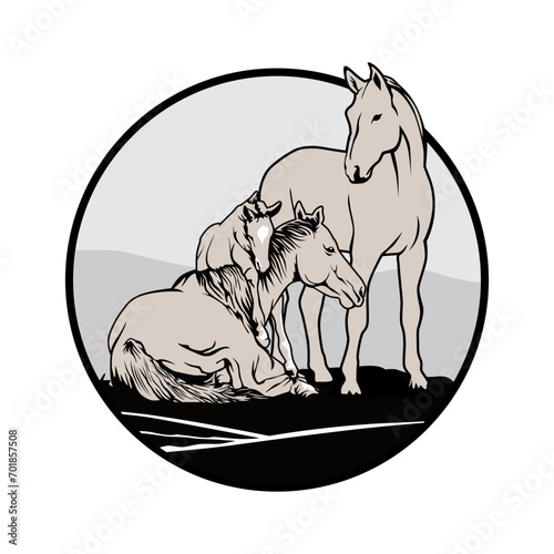 horse family premium vector illustration photo