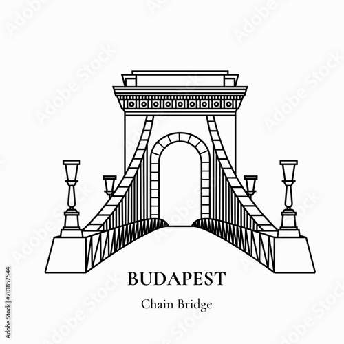 Chain bridge in Budapest vector illustration Széchenyi Chain Bridge