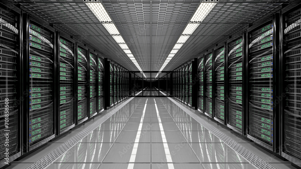 Server room data center with rows of server racks. 3d illustration Server room data center with rows of server racks. 3d illustration