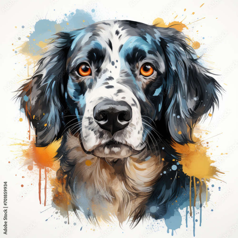 watercolor English Setter clipart, Generative Ai