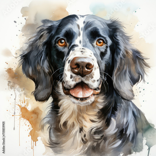 watercolor English Setter clipart, Generative Ai