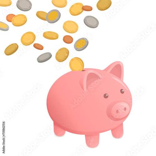 Cash money and piggy bank