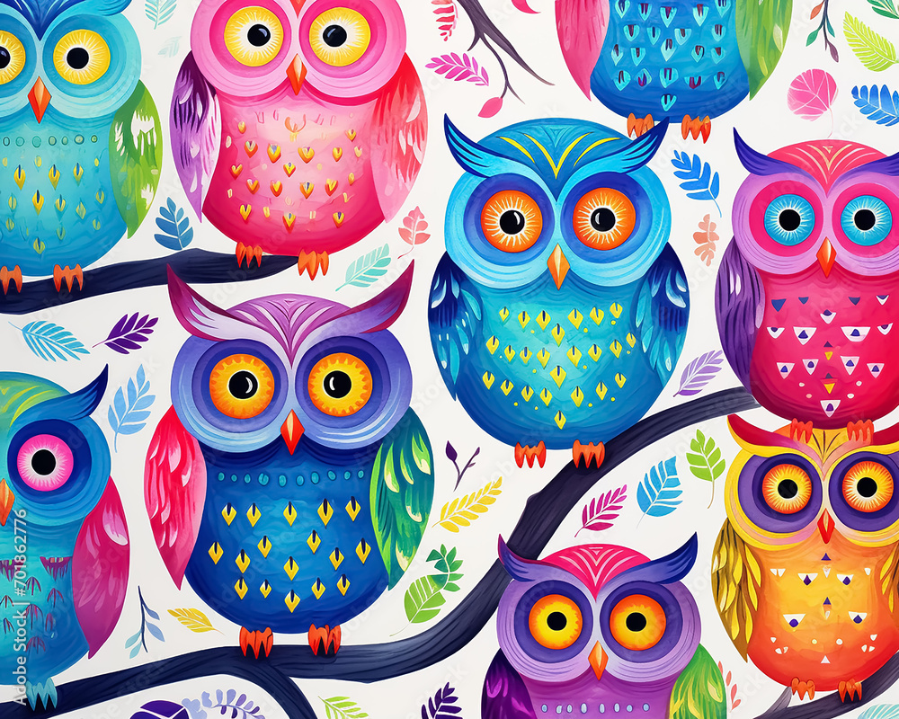 Obraz premium seamless pattern with owls