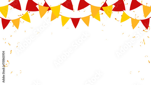 Happy Chinese new year banner buntings hanging above with red and yellow flag
