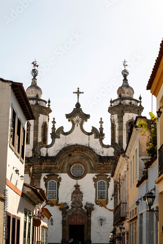 Facade of Church of Our Lady Of Carmel (Igreja Nossa Senhora do Carmo), located in Sao Joao Del Rey, Minas Gerais, Brazil