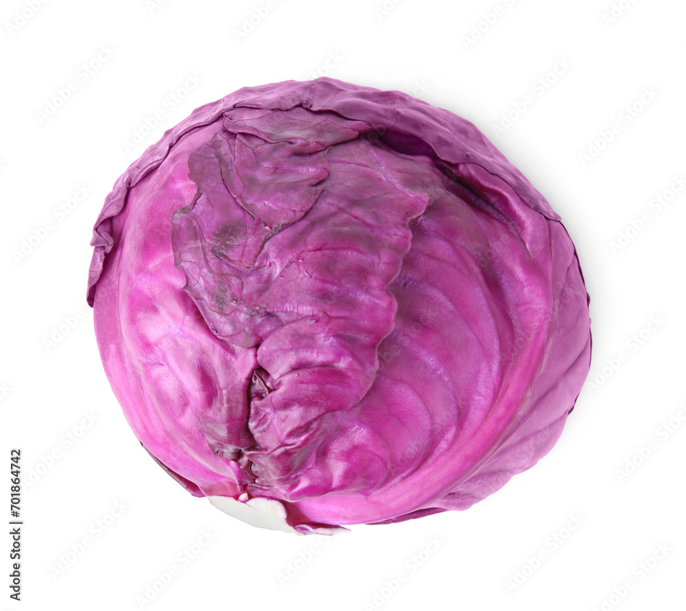 Obraz premium One red cabbage isolated on white, top view