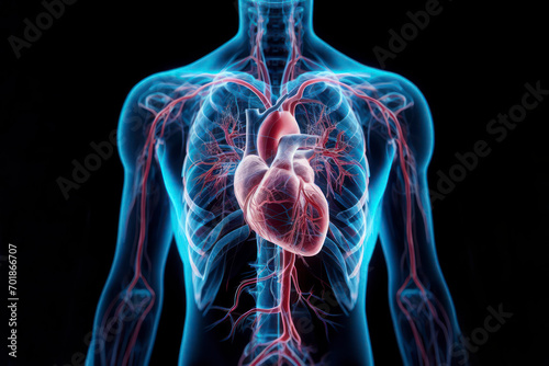 X ray Ultrasound of the heart image. ai generative