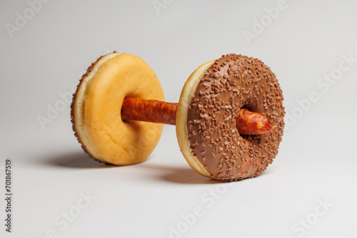 Donut and sausage dumbell