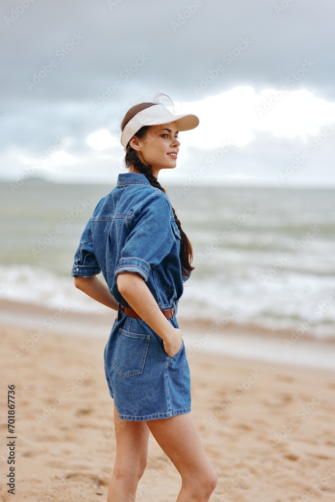 Sun-Kissed Beauty: A Young, Attractive Woman Enjoying a Carefree Summer Vacation at a Tropical Beach, Surrounded by Breathtaking Nature and Azure Waters Sun-Kissed Beauty: A Young, Attractive Woman Enjoying a Carefree Summer Vacation at a Tropical Beach, Surrounded by Breathtaking Nature and Azure Waters