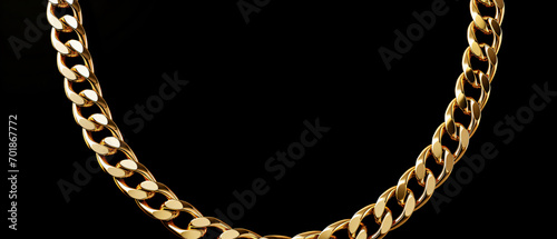 Gold jewelry Gold chain isolated on black background