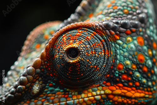 Mesmerizing Close-Up: Multicolored Chameleon's Iris
