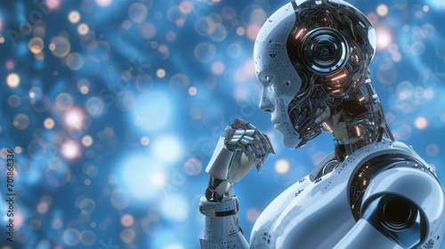 printed circuit board with processor robot, artificial intelligence ai concept visualization technology neuron background
