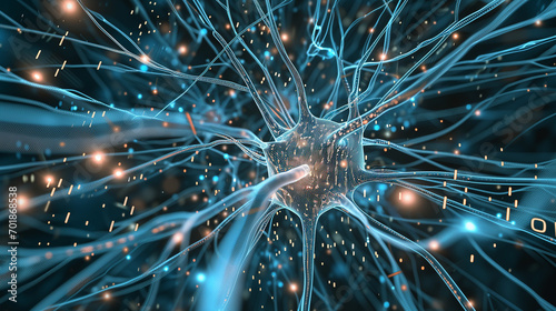 printed circuit board with processor robot, artificial intelligence ai concept visualization technology neuron background