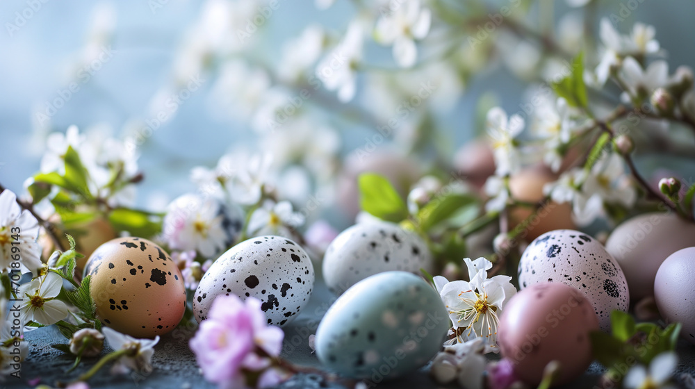 Obraz premium colorful easter eggs in flowers