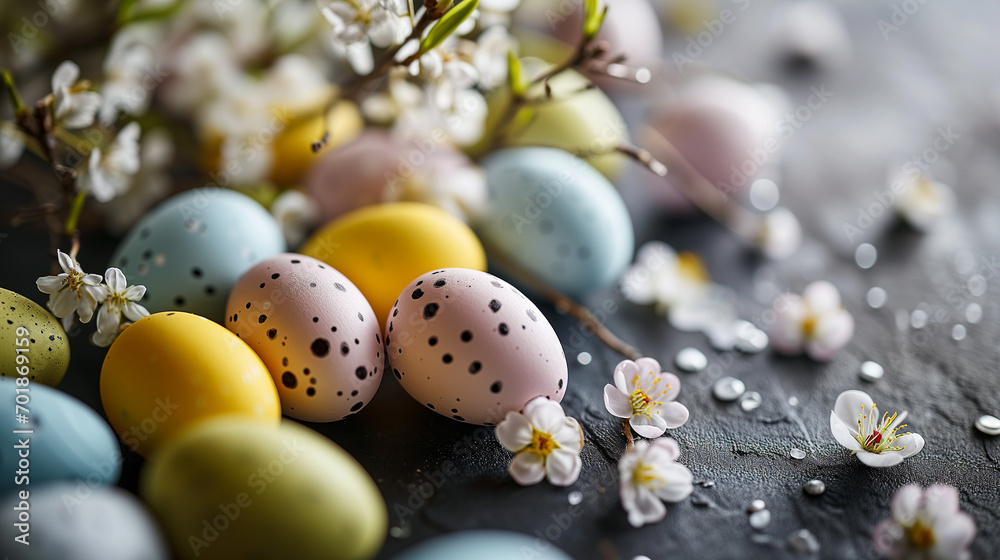 colorful easter eggs on solid same colour isolated background