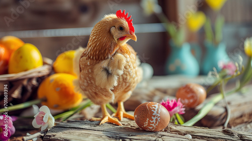 easter eggs and chicke photo