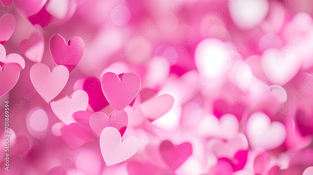 pink bokeh background with hearts
