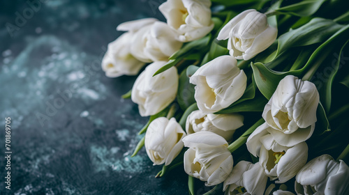bouquet of white tulips on isolated background