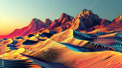 colorful fantasy desert background, colorful moire pattern, abstract, beautiful surreal concept
 photo