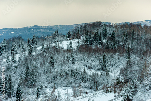 Beskid Sądecki, Koziarz tower in the wintertime - Beskid sądecki, wieza Koziarz zimowa porą