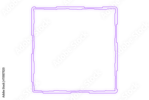 Square futuristic sci fi frame with purple glow
