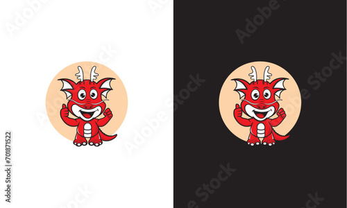 Red dragon logo mascot, graphic design vector illustration