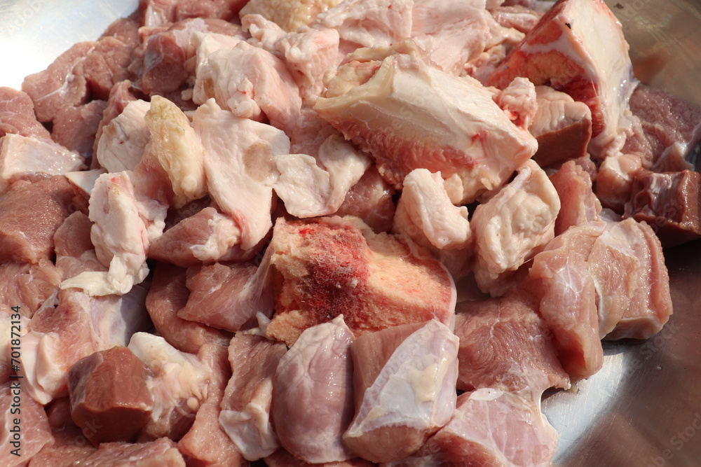 Fresh pieces of mutton Closeup Fresh pieces of mutton Closeup