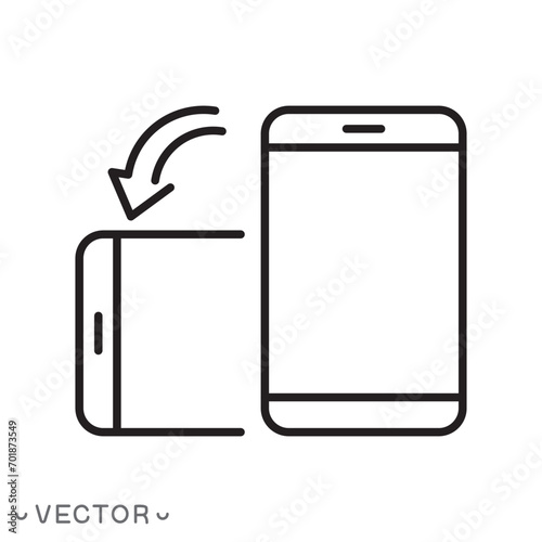 rotate the phone icon isolated on white background, editable stroke eps 10 vector illustration