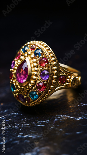 Gold ring with beautiful stones