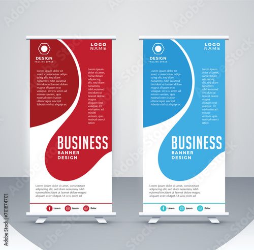 business roll up banner template elegant checkered curves shapes.