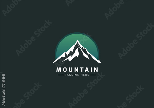 Mountain minimal and abstract Logo, Mountain peak logo icon