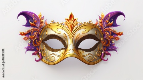 Venetian colorful carnival mask isolated on white transparent background, generative ai