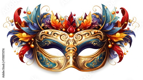 Venetian colorful carnival mask isolated on white transparent background, generative ai © AI BLONDY