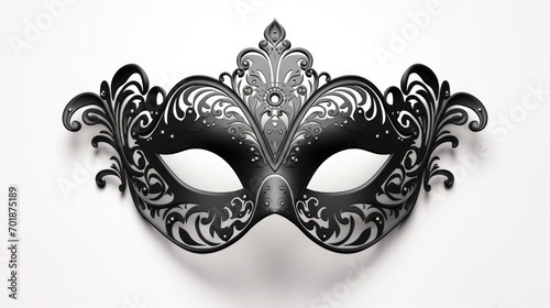 Carnival black mask isolated on white transparent background, generative ai photo
