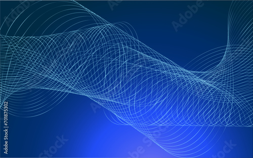 Abstract blue background with flowing line. Vector illustration