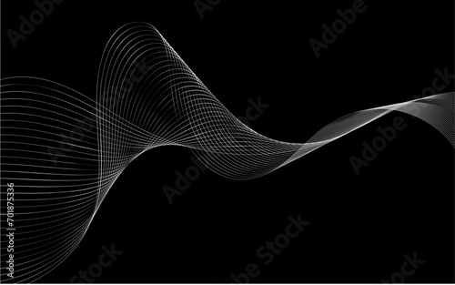 Abstract black background with flowing line. Vector illustration