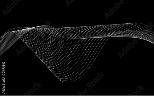 Abstract black background with flowing line. Vector illustration