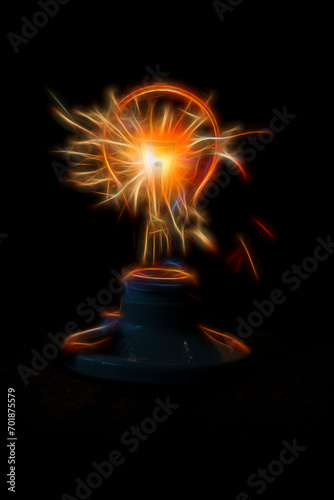Light bulb with lightning shooting out