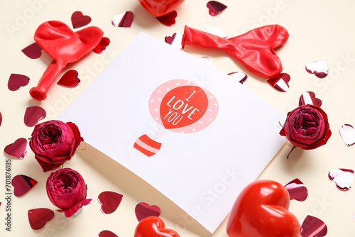 Card with text I LOVE YOU, ...