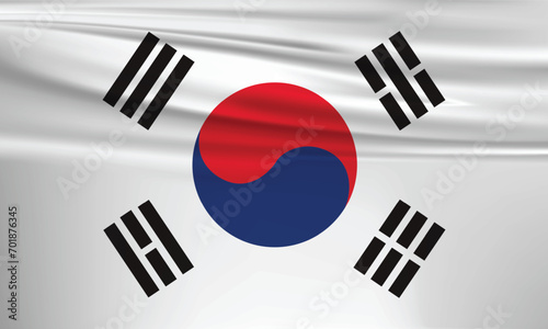 Illustration of South Korean flag and Editable vector South Korean country Flag