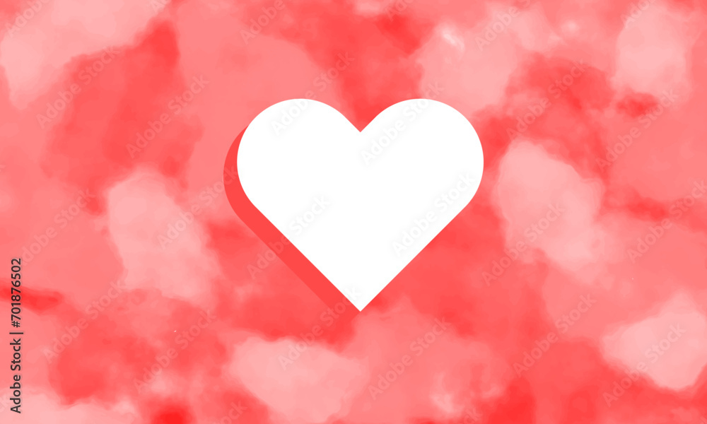 vector heart with red watercolor background