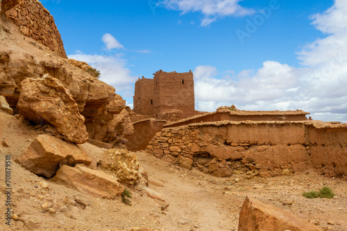 Tourist attraction. Interior of the old Kasbah fortress of Ait Ben Haddou (Aid Ben Haddou ). Morocco, Africa photo