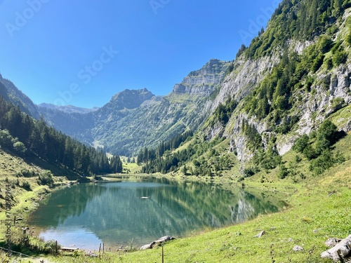 Panoramic view of Talalpsee, Glarus, Switzerland. photo