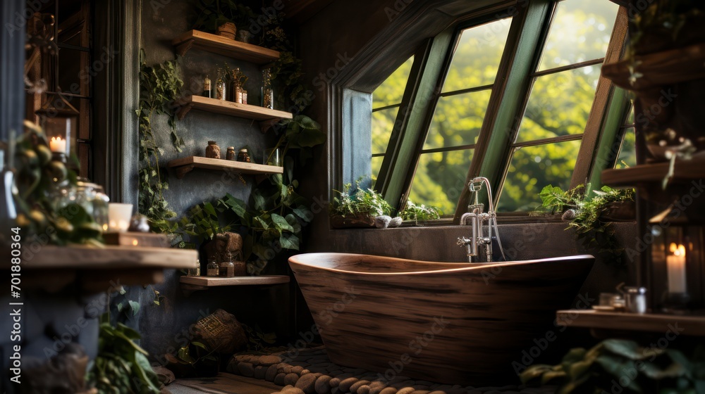 A Cozy Bathroom Beautifully Adorned with Charming Wooden Accents